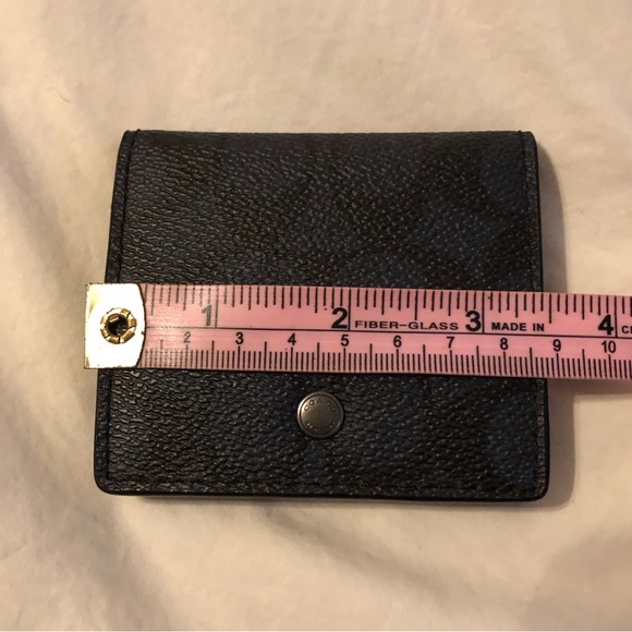 Coach Black/Dark Navy Coach CC Logo Canvas Coin Change Purse - Picture 8 of 8